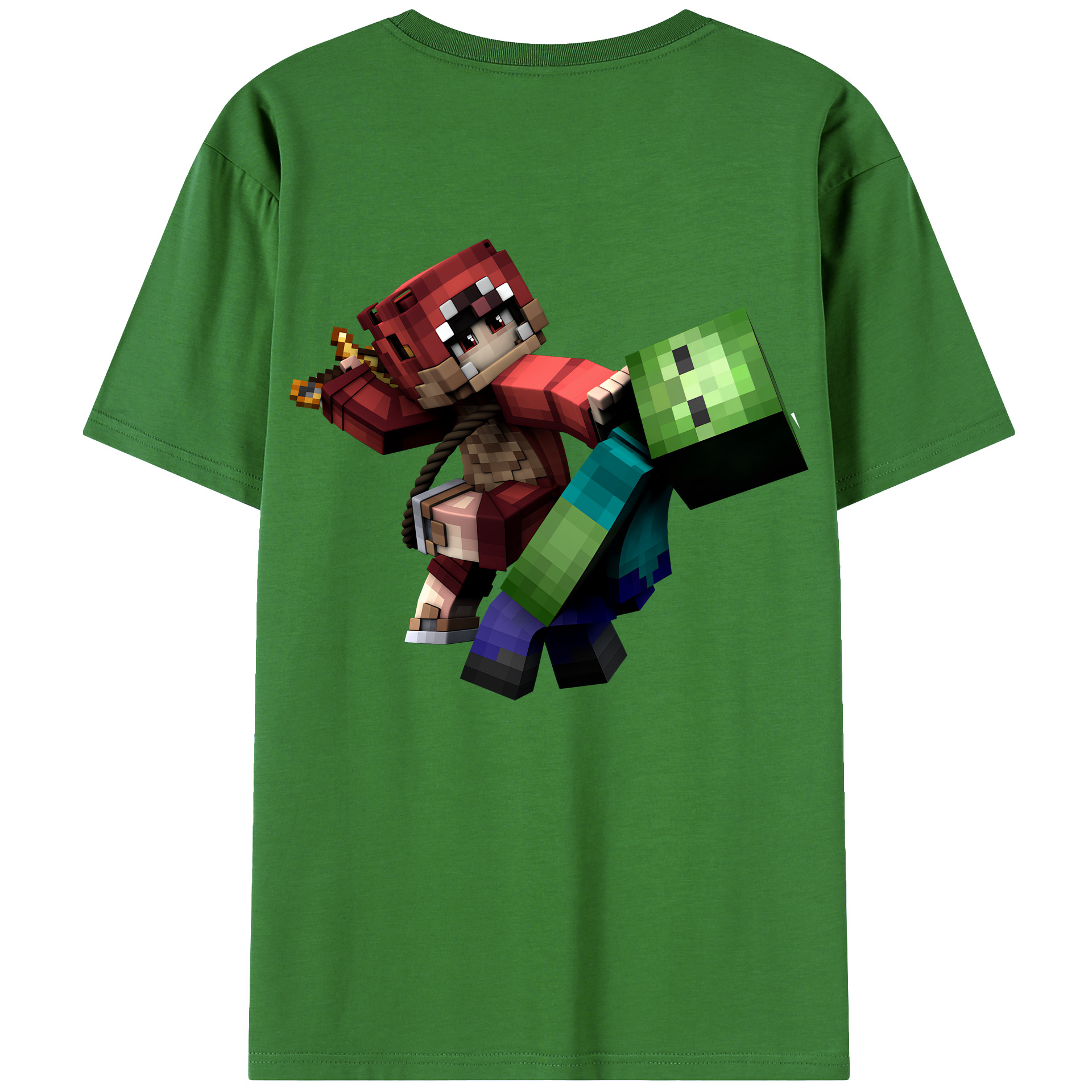 （画像用） マインクラフト ブロックの世界 Minecraft MC Block world レディース半袖Tシャツ(バックプリント)